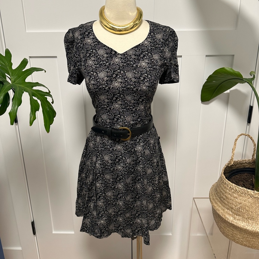 Karin Stevens Black and White Floral Mini Dress